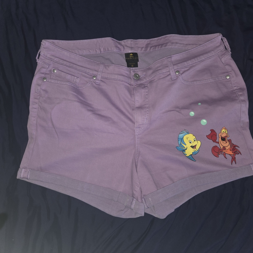 Disney Purple Jean Shorts with Cartoon Characters